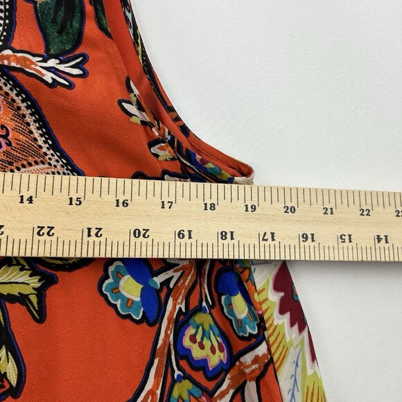 MAEVE Anthro Larkhill Silk Boho Small Dress Trapeze Swing Floral Orange Colorful - Picture 6 of 16